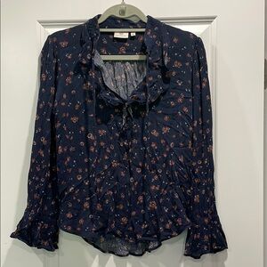 AG Adriano Goldschmied Dark Blue Floral Blouse